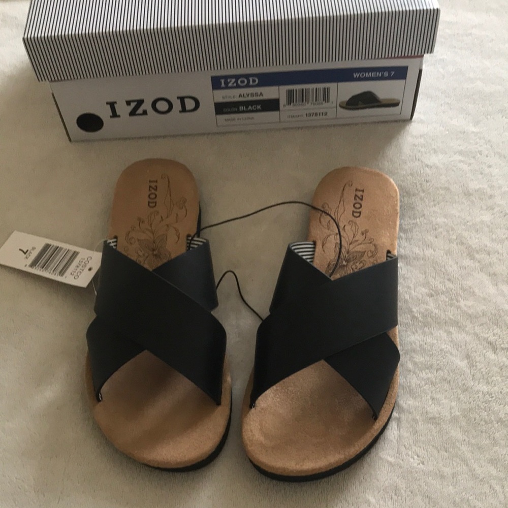 NEW Izod women’s black Alyssa sandals